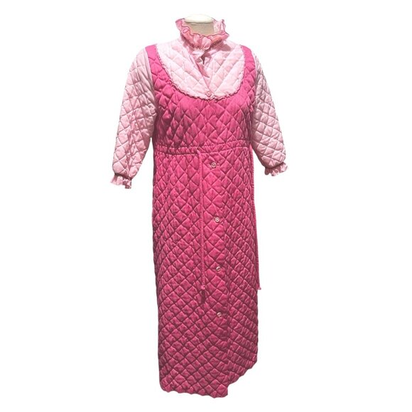 Vintage Handmade Quilted 1960's Button Front Nightgown Sleep Robe Sz Small/Mediu - Picture 6 of 16
